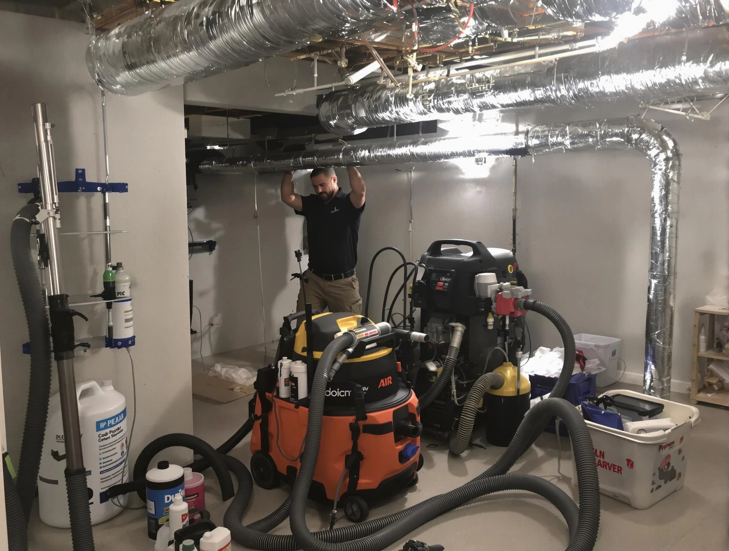 Washington Terrace Air Duct Cleaning specialist performing professional mold removal from air ducts using safety equipment in Washington Terrace