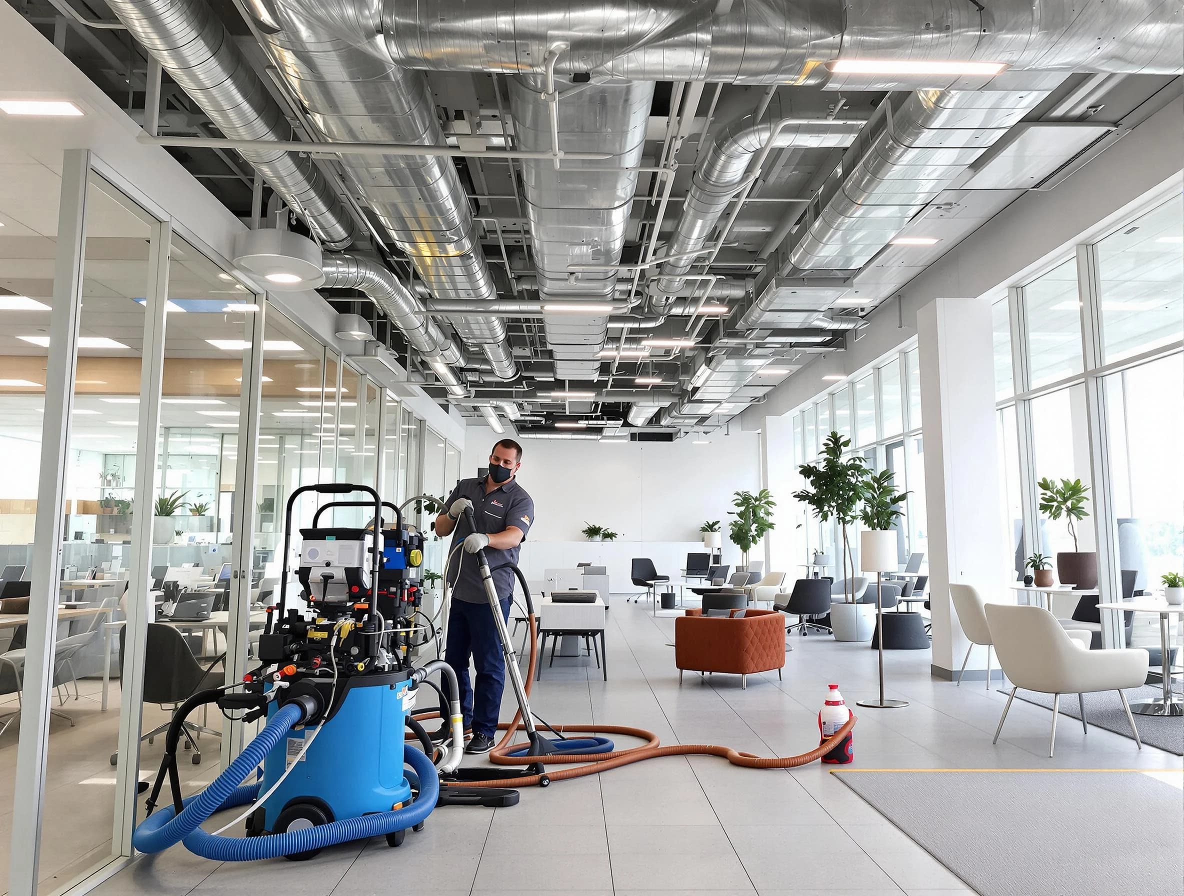 Washington Terrace Air Duct Cleaning team conducting comprehensive commercial duct cleaning at a business location in Washington Terrace