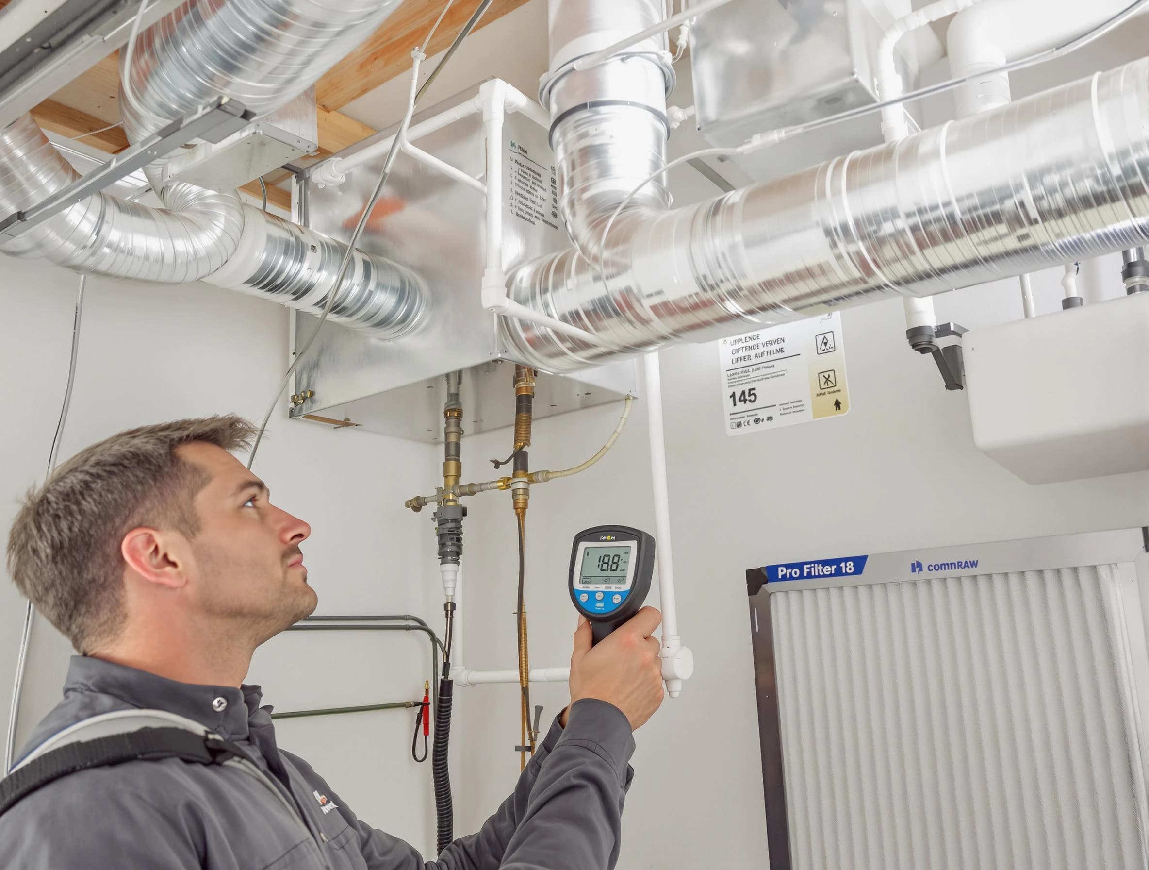 Washington Terrace Air Duct Cleaning expert conducting detailed filter system inspection using diagnostic tools in Washington Terrace